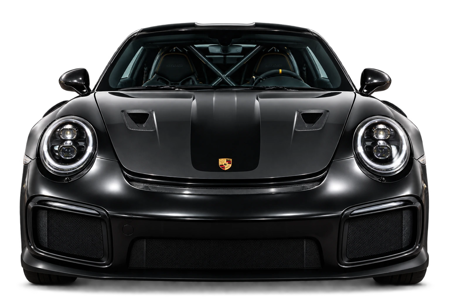 Porsche oscuro, vista frontal